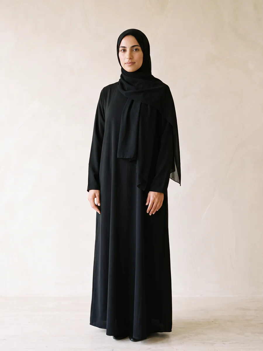 Düz Kesim Günlük Abaya – siyah rengi, Fatimah Giyim